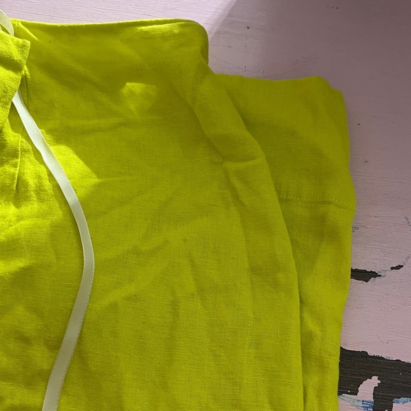 Farm Rio Monstera Midi Dress Maxi Linen Leaf Open Back Strappy Neon Highlighter - Picture 17 of 17